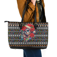 Mexican Sugar Skull Lady Christmas Leather Tote Bag Feliz Navidad Mexico - Wonder Print Shop