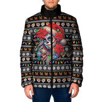 Mexican Sugar Skull Lady Christmas Padded Jacket Feliz Navidad Mexico - Wonder Print Shop