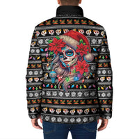Mexican Sugar Skull Lady Christmas Padded Jacket Feliz Navidad Mexico - Wonder Print Shop