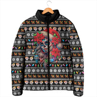 Mexican Sugar Skull Lady Christmas Padded Jacket Feliz Navidad Mexico - Wonder Print Shop