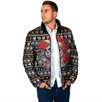 Mexican Sugar Skull Lady Christmas Padded Jacket Feliz Navidad Mexico - Wonder Print Shop