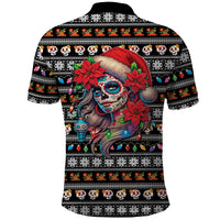 Mexican Sugar Skull Lady Christmas Polo Shirt Feliz Navidad Mexico - Wonder Print Shop