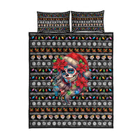 Mexican Sugar Skull Lady Christmas Quilt Bed Set Feliz Navidad Mexico - Wonder Print Shop