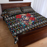 Mexican Sugar Skull Lady Christmas Quilt Bed Set Feliz Navidad Mexico - Wonder Print Shop