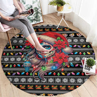 Mexican Sugar Skull Lady Christmas Round Carpet Feliz Navidad Mexico - Wonder Print Shop