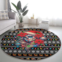 Mexican Sugar Skull Lady Christmas Round Carpet Feliz Navidad Mexico - Wonder Print Shop