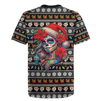 Mexican Sugar Skull Lady Christmas Rugby Jersey Feliz Navidad Mexico - Wonder Print Shop