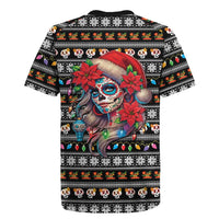 Mexican Sugar Skull Lady Christmas Rugby Jersey Feliz Navidad Mexico - Wonder Print Shop