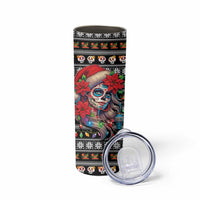 Mexican Sugar Skull Lady Christmas Skinny Tumbler Feliz Navidad Mexico - Wonder Print Shop