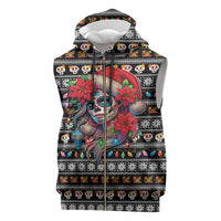 Mexican Sugar Skull Lady Christmas Sleeveless Zip Hoodie Feliz Navidad Mexico - Wonder Print Shop