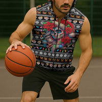 Mexican Sugar Skull Lady Christmas Sleeveless Zip Hoodie Feliz Navidad Mexico - Wonder Print Shop