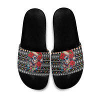 Mexican Sugar Skull Lady Christmas Slide Sandals Feliz Navidad Mexico - Wonder Print Shop