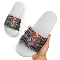 Mexican Sugar Skull Lady Christmas Slide Sandals Feliz Navidad Mexico - Wonder Print Shop
