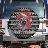 Mexican Sugar Skull Lady Christmas Spare Tire Cover Feliz Navidad Mexico - Wonder Print Shop