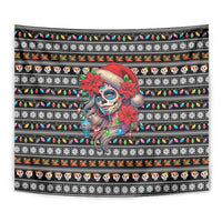 Mexican Sugar Skull Lady Christmas Tapestry Feliz Navidad Mexico - Wonder Print Shop