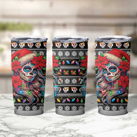 Mexican Sugar Skull Lady Christmas Tumbler Cup Feliz Navidad Mexico - Wonder Print Shop