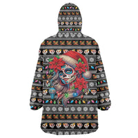 Mexican Sugar Skull Lady Christmas Wearable Blanket Hoodie Feliz Navidad Mexico - Wonder Print Shop