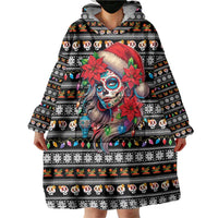 Mexican Sugar Skull Lady Christmas Wearable Blanket Hoodie Feliz Navidad Mexico - Wonder Print Shop