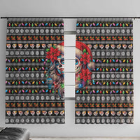 Mexican Sugar Skull Lady Christmas Window Curtain Feliz Navidad Mexico - Wonder Print Shop