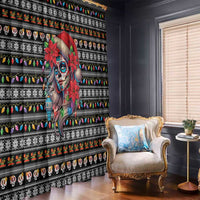 Mexican Sugar Skull Lady Christmas Window Curtain Feliz Navidad Mexico - Wonder Print Shop