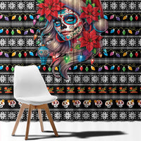 Mexican Sugar Skull Lady Christmas Window Curtain Feliz Navidad Mexico - Wonder Print Shop
