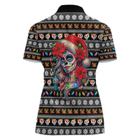 Mexican Sugar Skull Lady Christmas Women Polo Shirt Feliz Navidad Mexico - Wonder Print Shop