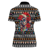 Mexican Sugar Skull Lady Christmas Women Polo Shirt Feliz Navidad Mexico - Wonder Print Shop