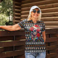 Mexican Sugar Skull Lady Christmas Women Polo Shirt Feliz Navidad Mexico - Wonder Print Shop