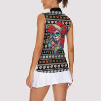 Mexican Sugar Skull Lady Christmas Women Sleeveless Polo Shirt Feliz Navidad Mexico - Wonder Print Shop