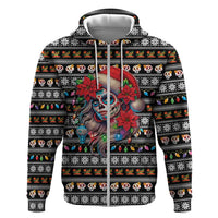 Mexican Sugar Skull Lady Christmas Zip Hoodie Feliz Navidad Mexico - Wonder Print Shop