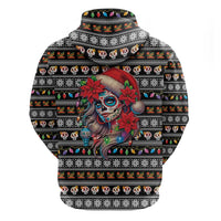 Mexican Sugar Skull Lady Christmas Zip Hoodie Feliz Navidad Mexico - Wonder Print Shop
