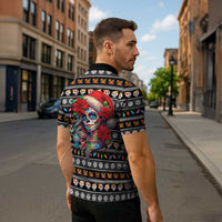 Mexican Sugar Skull Lady Christmas Zipper Polo Shirt Feliz Navidad Mexico - Wonder Print Shop