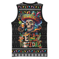 Mexican Sugar Skull Spanish Christmas Basketball Jersey Feliz Navidad Mexico - Wonder Print Shop