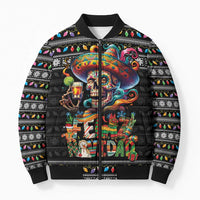 Mexican Sugar Skull Spanish Christmas Bomber Puffer Jacket Feliz Navidad Mexico - Wonder Print Shop