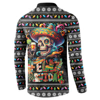 Mexican Sugar Skull Spanish Christmas Button Sweatshirt Feliz Navidad Mexico - Wonder Print Shop