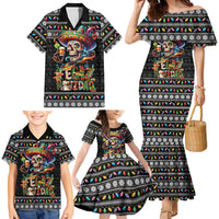 Mexican Sugar Skull Spanish Christmas Family Matching Mermaid Dress and Hawaiian Shirt Feliz Navidad Mexico - Wonder Print Shop