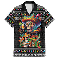 Mexican Sugar Skull Spanish Christmas Family Matching Off The Shoulder Long Sleeve Dress and Hawaiian Shirt Feliz Navidad Mexico - Wonder Print Shop