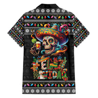 Mexican Sugar Skull Spanish Christmas Family Matching Off The Shoulder Long Sleeve Dress and Hawaiian Shirt Feliz Navidad Mexico - Wonder Print Shop