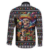 Mexican Sugar Skull Spanish Christmas Family Matching Off The Shoulder Long Sleeve Dress and Hawaiian Shirt Feliz Navidad Mexico - Wonder Print Shop