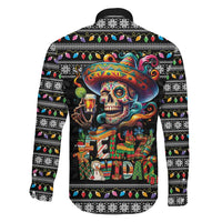Mexican Sugar Skull Spanish Christmas Family Matching Off The Shoulder Long Sleeve Dress and Hawaiian Shirt Feliz Navidad Mexico - Wonder Print Shop