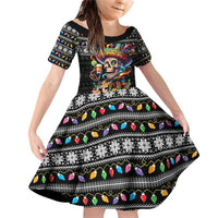 Mexican Sugar Skull Spanish Christmas Family Matching Off Shoulder Short Dress and Hawaiian Shirt Feliz Navidad Mexico - Wonder Print Shop