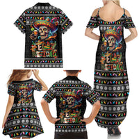 Mexican Sugar Skull Spanish Christmas Family Matching Summer Maxi Dress and Hawaiian Shirt Feliz Navidad Mexico - Wonder Print Shop