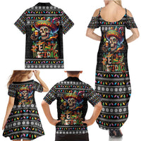 Mexican Sugar Skull Spanish Christmas Family Matching Summer Maxi Dress and Hawaiian Shirt Feliz Navidad Mexico - Wonder Print Shop