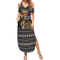 Mexican Sugar Skull Spanish Christmas Family Matching Summer Maxi Dress and Hawaiian Shirt Feliz Navidad Mexico - Wonder Print Shop