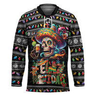 Mexican Sugar Skull Spanish Christmas Hockey Jersey Feliz Navidad Mexico - Wonder Print Shop