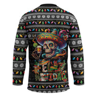 Mexican Sugar Skull Spanish Christmas Hockey Jersey Feliz Navidad Mexico - Wonder Print Shop