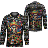 Mexican Sugar Skull Spanish Christmas Hockey Jersey Feliz Navidad Mexico - Wonder Print Shop