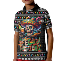 Mexican Sugar Skull Spanish Christmas Kid Polo Shirt Feliz Navidad Mexico - Wonder Print Shop