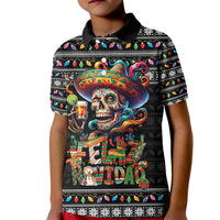Mexican Sugar Skull Spanish Christmas Kid Polo Shirt Feliz Navidad Mexico - Wonder Print Shop