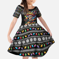 Mexican Sugar Skull Spanish Christmas Kid Short Sleeve Dress Feliz Navidad Mexico - Wonder Print Shop